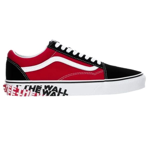 Vans Off The Wall Sole Print Red Black Unisex W8 M 6 Old Skool Sneaker Shoe - Picture 1 of 9